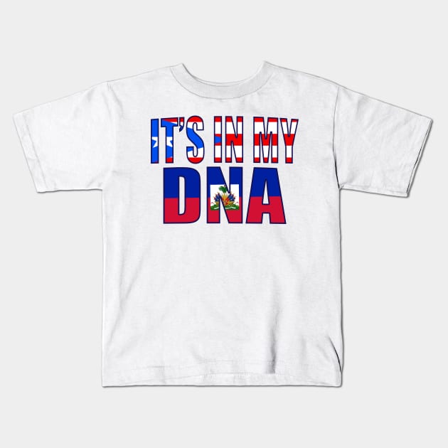 Puerto Rican And Haitian DNA Flag Heritage Gift Kids T-Shirt by Just Rep It!!